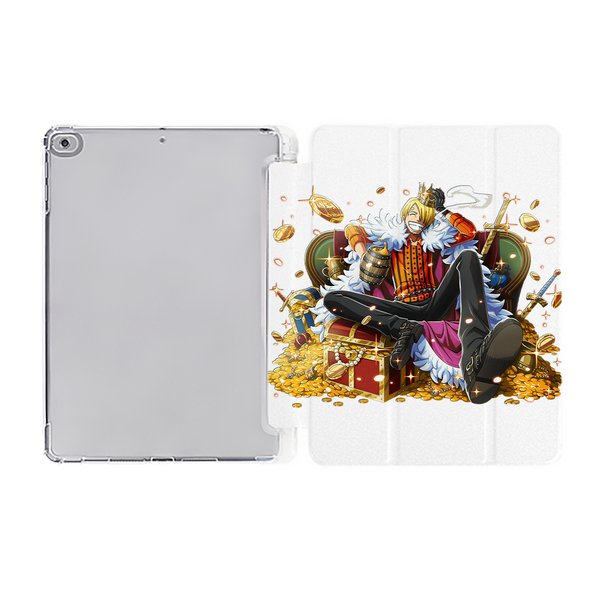 （画像用） ワンピース サンジ ONE PIECE Sanji IPad ケース ペン収納付き 三つ折りスタンド PUレザー×シリコン 対応機種9.5/10.5/10.9インチ